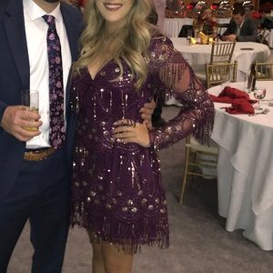 Sequin mini maroon dress